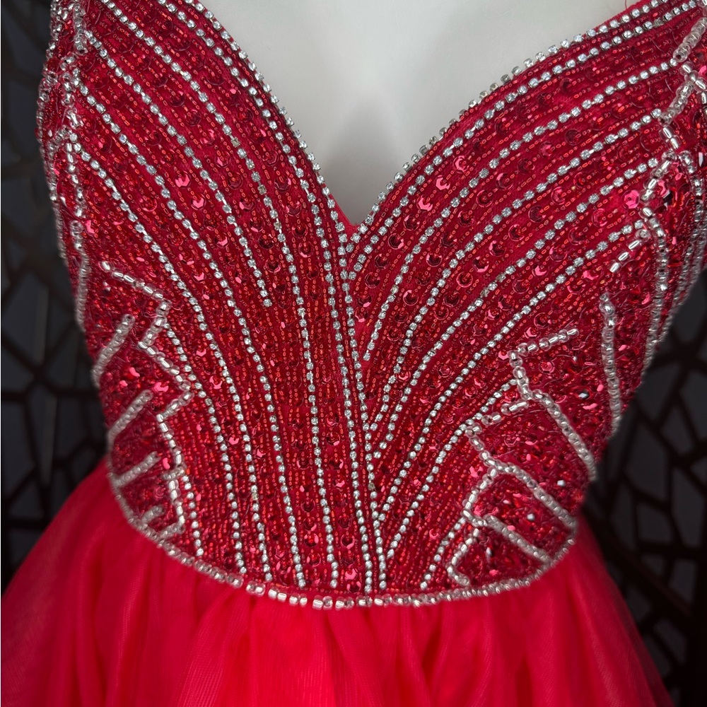 *LUCCI LU RED DRESS SIZE 2 - Picture 6 of 17